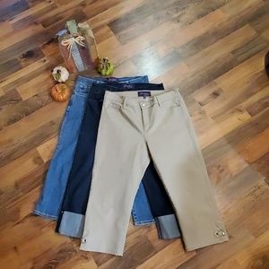 3 EUC PAIRS Sz 10 NYDJ Crop/Capri Pants